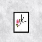 Quadro Palavra Fé Floral 33x24cm - Com Vidro Moldura:madeira