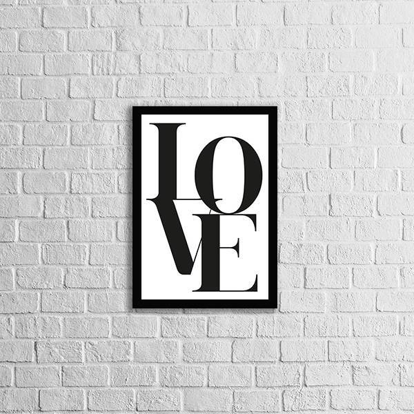 Quadro Palavra Love 45x34cm - Com Vidro Moldura:madeira Preta