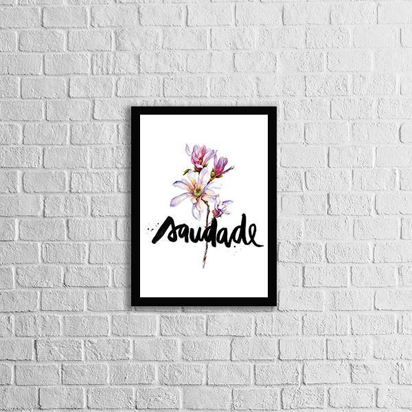 Quadro Palavra Saudade 33x24cm - Com Vidro Moldura:madeira Pr