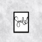 Quadro Palavra Smile 24x18cm Moldura:madeira Branca