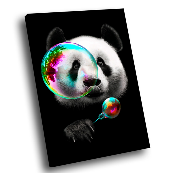 Quadro Panda Com Bolha De Sabão -- Br Artes Médio 84x54