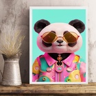 Quadro Panda Humano - Óculos 45x34cm - Com Vidro Moldura Bran