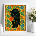 Quadro Pantera Floral Boho Farm 33x24cm - Com Vidro Moldura P