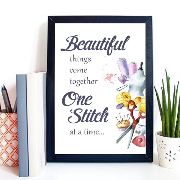 Quadro Para Atelier De Costura - Frase 33x24cm Moldura:madeir
