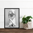 Quadro Para Banheiro Cachorrinha Lulu De Roupão 24x18cm Moldu