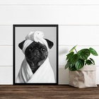 Quadro Para Banheiro Cachorrinha Pug De Roupão 33x24cm Moldur