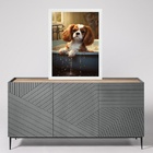 Quadro Para Banheiro Cão Charles Spaniel 33x24cm - Com Vidro