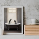 Quadro Para Banheiro - Casal De Pinguins 33x24cm Moldura:made