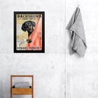Quadro Para Banheiro Dachshund - Cortina 45x34cm Moldura Bran