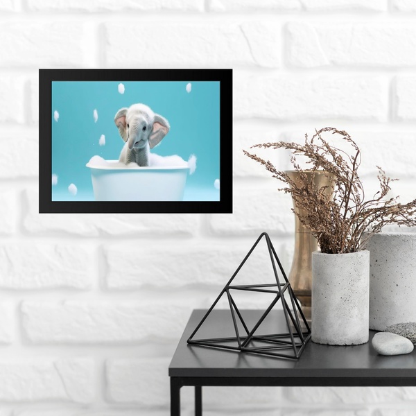 Quadro Para Banheiro Elefantinho - Horizontal 45x34cm Moldura