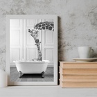 Quadro Para Banheiro - Girafas Na Banheira 33x24cm - Com Vidr