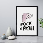 Quadro Para Banheiro Rock N Roll 24x18cm - Com Vidro Moldura: