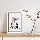 Quadro Para Banheiro Rock N Roll 33x24cm - Com Vidro Moldura: