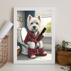 Quadro Para Banheiro West Highland 33x24cm Moldura:madeira Br