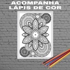 Quadro Para Colorir Mandala Floral 33x24cm Moldura:madeira Br