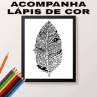 Quadro Para Colorir Pena Tribal 33x24cm Moldura:madeira Preta