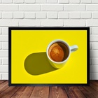 Quadro Para Cozinha Amarelo Café 33x24cm - Com Vidro Moldura: