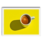 Quadro Para Cozinha Amarelo Café 33x24cm - Com Vidro Moldura: