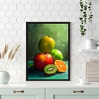 Quadro Para Cozinha Arte Frutas 24x18cm Moldura Preta