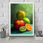 Quadro Para Cozinha Arte Frutas 45x34cm Moldura Preta