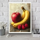 Quadro Para Cozinha Arte Maçã E Banana 24x18cm - Com Vidro Mo