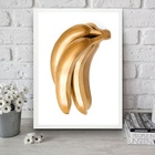 Quadro Para Cozinha Banana Dourada 45x34cm Moldura Branca