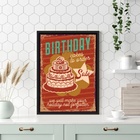 Quadro Para Cozinha Bolo De Aniversário 33x24cm - Com Vidro M