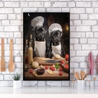 Quadro Para Cozinha Cães Raça Pug 33x24cm Moldura:madeira Pre
