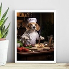 Quadro Para Cozinha Cão Raça Beagle 45x34cm - Com Vidro Moldu