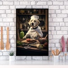 Quadro Para Cozinha Cão Raça Labrador 24x18cm Moldura:madeira
