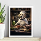 Quadro Para Cozinha Cão Raça Labrador 45x34cm Moldura:madeira