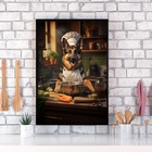 Quadro Para Cozinha Cão Raça Pastor Alemão 45x34cm - Com Vidr