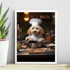 Quadro Para Cozinha Cão Raça Poodle 45x34cm Moldura:madeira P