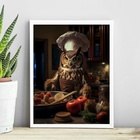 Quadro Para Cozinha Coruja Cozinheira 24x18cm - Com Vidro Mol
