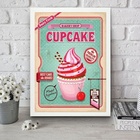 Quadro Para Cozinha Cupcake Rosa 33x24cm - Com Vidro Moldura