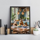 Quadro Para Cozinha - Família Capivaras 45x34cm - Com Vidro M