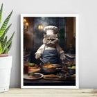 Quadro Para Cozinha Gato Cozinheiro 33x24cm Moldura:madeira P