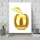 Quadro Para Cozinha Maçã Dourada 33x24cm - Com Vidro Moldura