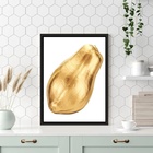 Quadro Para Cozinha Mamão Dourado 33x24cm - Com Vidro Moldura