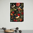 Quadro Para Cozinha Pássaros Com Morangos 33x24cm Moldura Bra