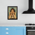 Quadro Para Cozinha Pin Up Com Café 24x18cm - Com Vidro Moldu