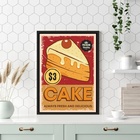 Quadro Para Cozinha Vintage - Bolo 33x24cm - Com Vidro Moldur