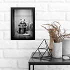Quadro Para Decorar Banheiro Panda Com Jornal 45x34cm Moldura