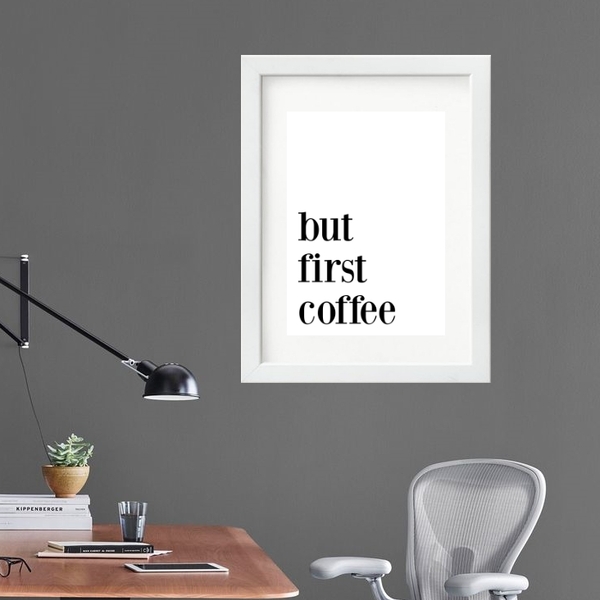 Quadro Para Escritório Frase Café - 60x48cm Moldura:madeira B