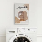 Quadro Para Lavanderia Cesto Roupas 33x24cm - Com Vidro Moldu