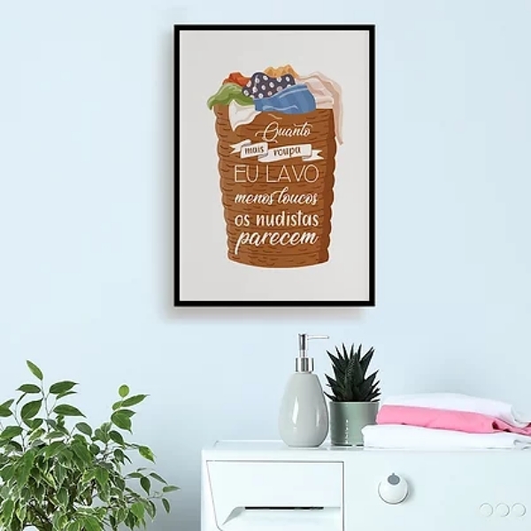 Quadro Para Lavanderia Com Frase Engraçada 33x24cm Moldura:ma