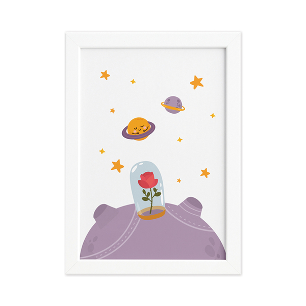 Quadro Para Quarto Bebe Pequeno Principe Rosa Moldura Branca Leroy Merlin