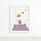 Quadro para Quarto Bebê Pequeno Principe Rosa Moldura Branca