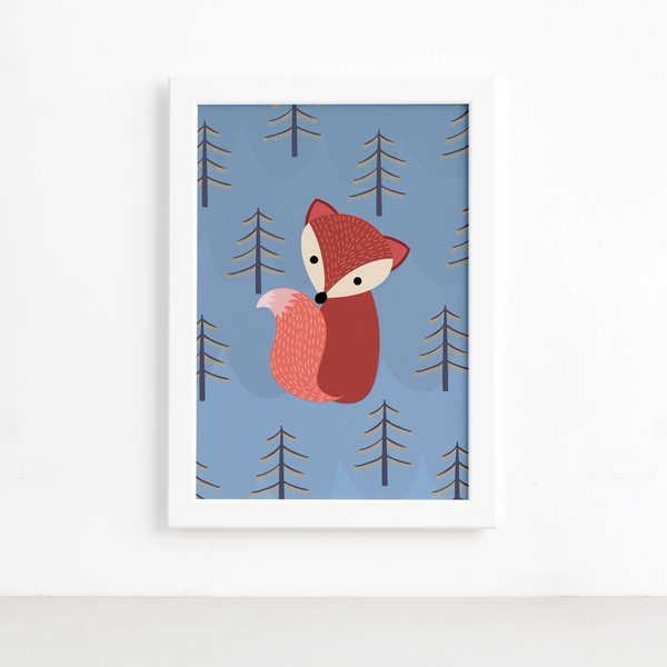 Quadro para Quarto de Bebê Raposinha 3 33x43cm Mold Branca