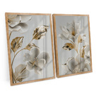 Quadro Para Quarto Decorativo Flores Moderno Dourada Ouro Ama